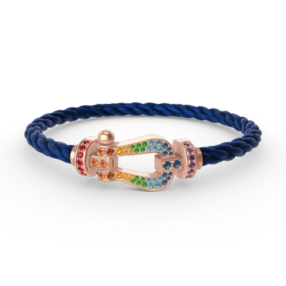 [AM]FORCE LARGE HORSESHOE COLORED DIAMOND BRACELET - ROSE GOLD