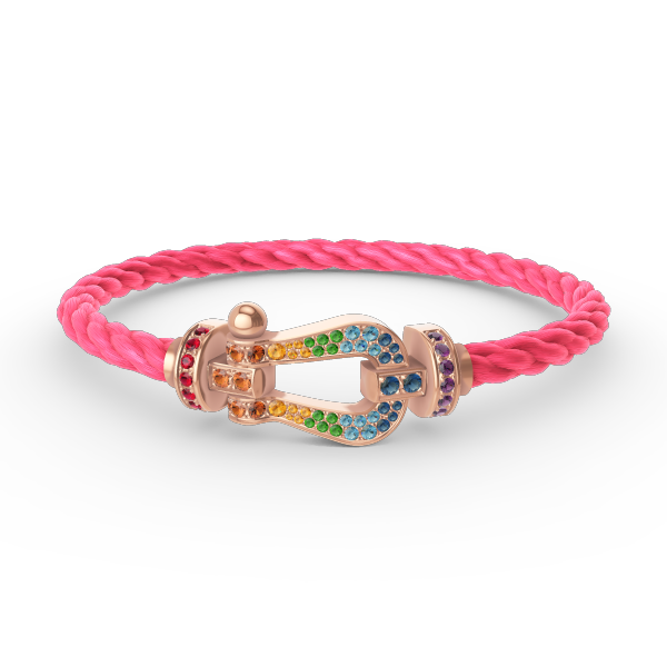 [AM]FORCE LARGE HORSESHOE COLORED DIAMOND BRACELET - ROSE GOLD