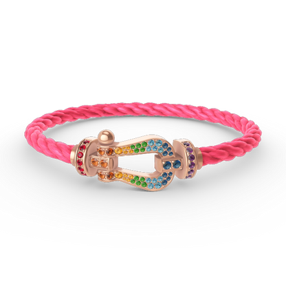 [AM]FORCE LARGE HORSESHOE COLORED DIAMOND BRACELET - ROSE GOLD