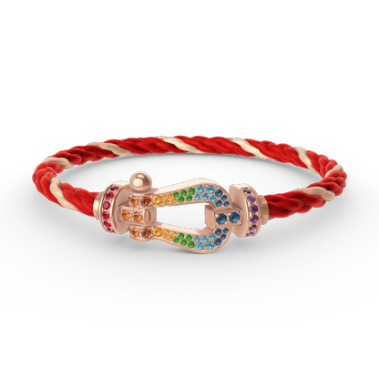[AM]FORCE LARGE HORSESHOE COLORED DIAMOND BRACELET - ROSE GOLD