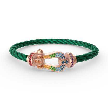 [AM]FORCE LARGE HORSESHOE COLORED DIAMOND BRACELET - ROSE GOLD