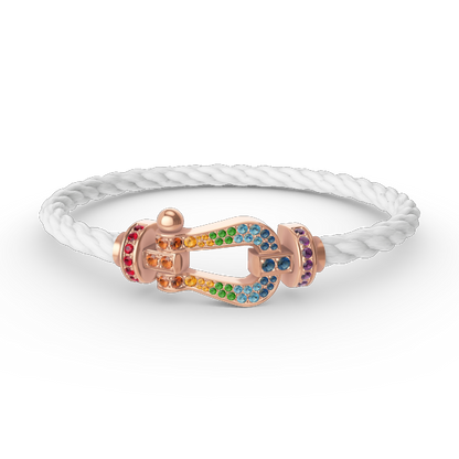 [AM]FORCE LARGE HORSESHOE COLORED DIAMOND BRACELET - ROSE GOLD