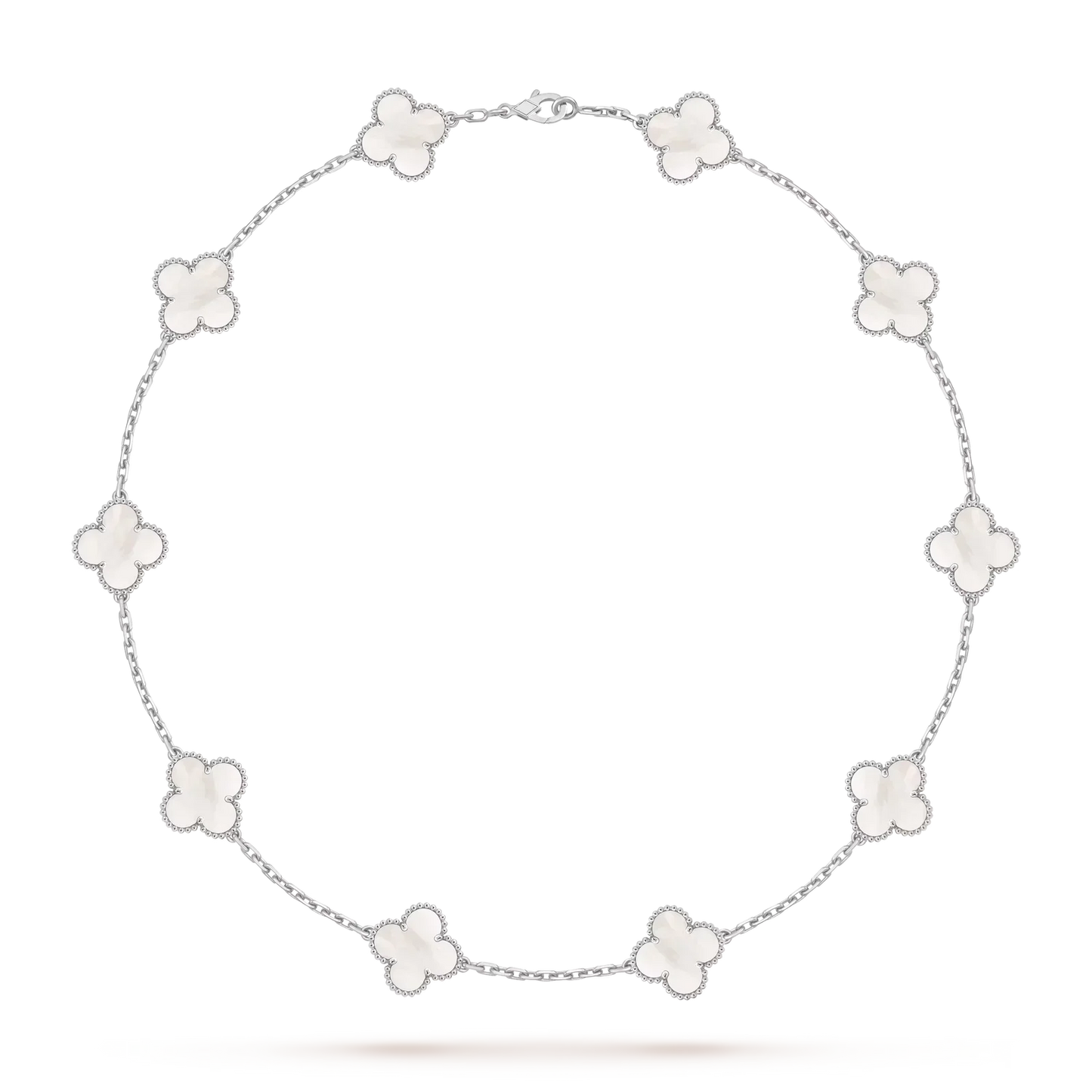 [AM]CLASSIC LUCKY 10-MOTIF CLOVER NECKLACE WHITE GOLD COLLECTION