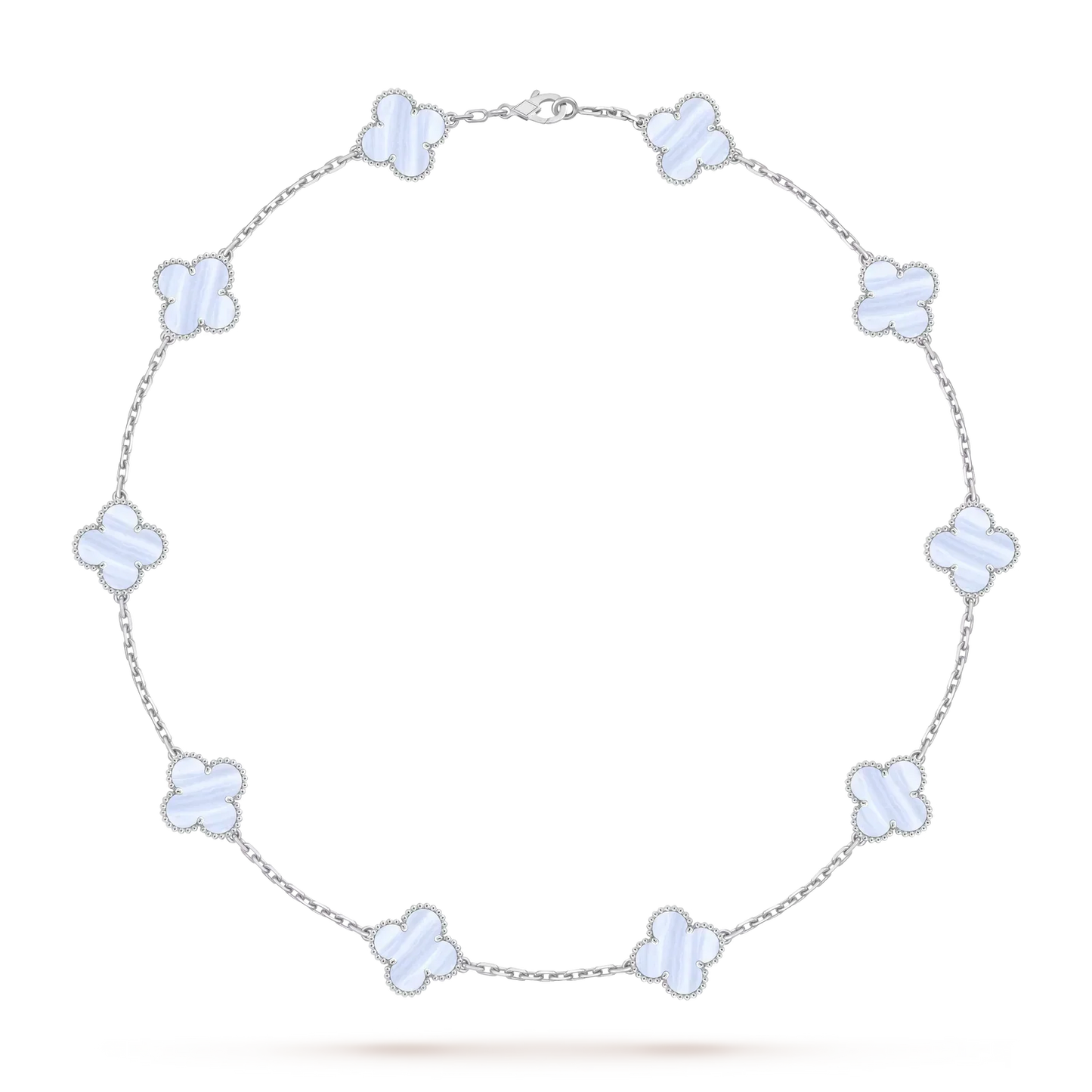 [AM]CLASSIC LUCKY 10-MOTIF CLOVER NECKLACE WHITE GOLD COLLECTION