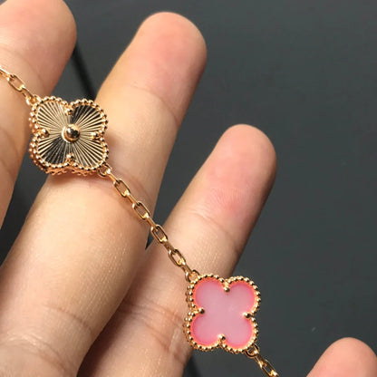 [AM]LUCKY CLOVER 5-MOTIF BRACELET - PINK MOTHER-OF-PEARL COLLECTION