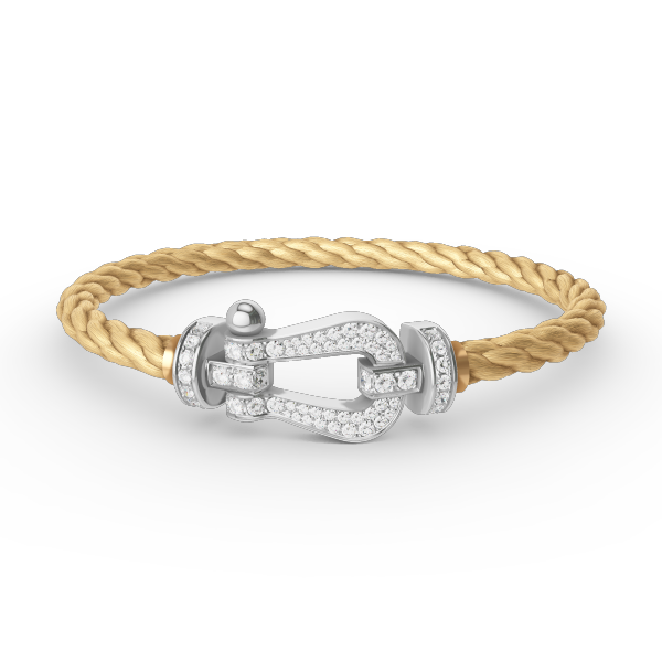 [AM]FORCE LARGE HORSESHOE FULL DIAMOND BRACELET - WHITE GOLD