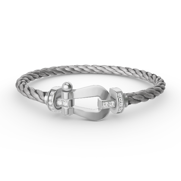 [AM]FORCE LARGE HORSESHOE HALF DIAMOND BRACELET - WHITE GOLD
