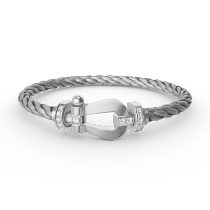 [AM]FORCE LARGE HORSESHOE HALF DIAMOND BRACELET - WHITE GOLD