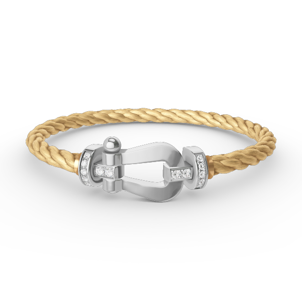 [AM]FORCE LARGE HORSESHOE HALF DIAMOND BRACELET - WHITE GOLD