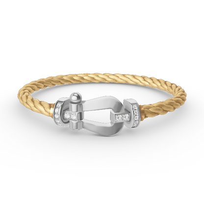[AM]FORCE LARGE HORSESHOE HALF DIAMOND BRACELET - WHITE GOLD