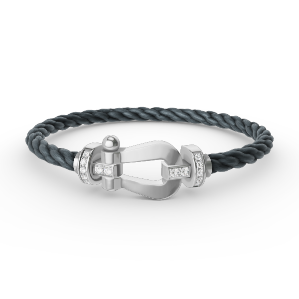 [AM]FORCE LARGE HORSESHOE HALF DIAMOND BRACELET - WHITE GOLD