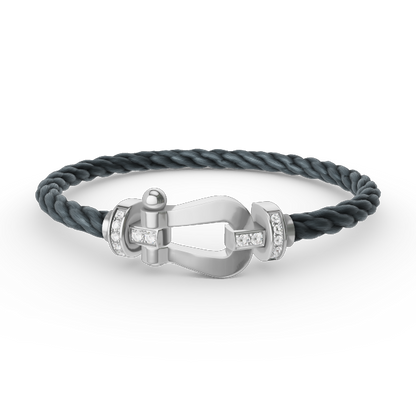 [AM]FORCE LARGE HORSESHOE HALF DIAMOND BRACELET - WHITE GOLD