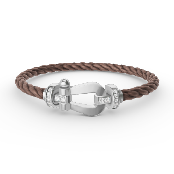 [AM]FORCE LARGE HORSESHOE HALF DIAMOND BRACELET - WHITE GOLD