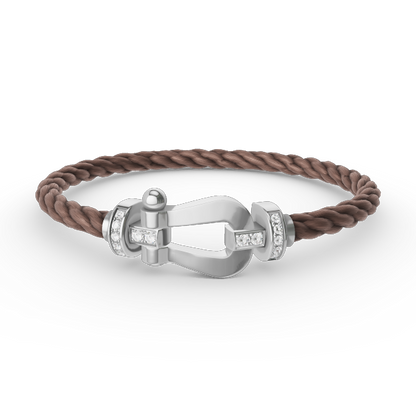 [AM]FORCE LARGE HORSESHOE HALF DIAMOND BRACELET - WHITE GOLD
