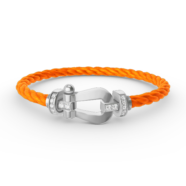 [AM]FORCE LARGE HORSESHOE HALF DIAMOND BRACELET - WHITE GOLD
