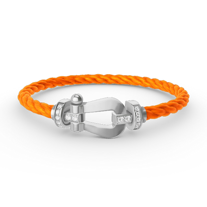 [AM]FORCE LARGE HORSESHOE HALF DIAMOND BRACELET - WHITE GOLD