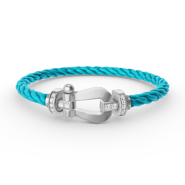[AM]FORCE LARGE HORSESHOE HALF DIAMOND BRACELET - WHITE GOLD