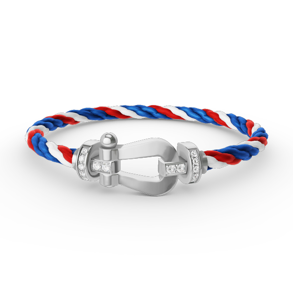 [AM]FORCE LARGE HORSESHOE HALF DIAMOND BRACELET - WHITE GOLD