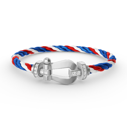 [AM]FORCE LARGE HORSESHOE HALF DIAMOND BRACELET - WHITE GOLD