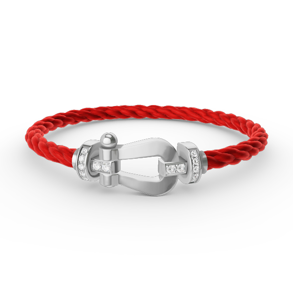 [AM]FORCE LARGE HORSESHOE HALF DIAMOND BRACELET - WHITE GOLD