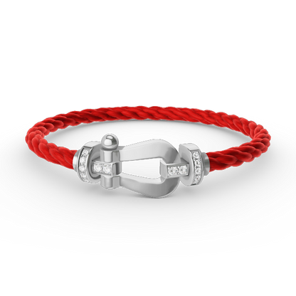 [AM]FORCE LARGE HORSESHOE HALF DIAMOND BRACELET - WHITE GOLD