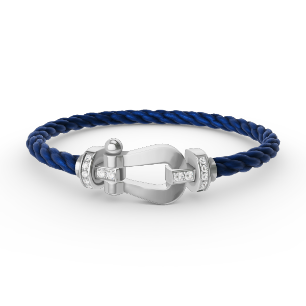 [AM]FORCE LARGE HORSESHOE HALF DIAMOND BRACELET - WHITE GOLD