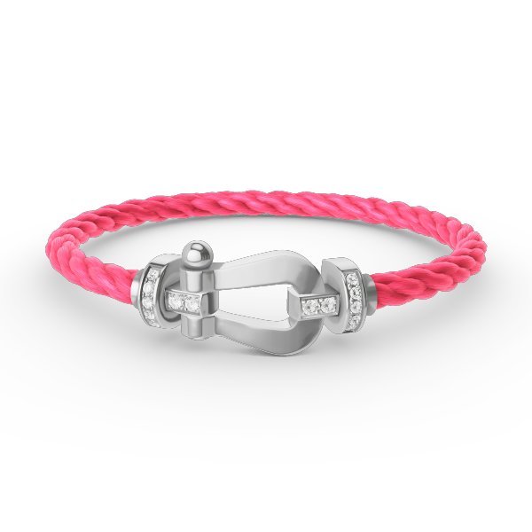 [AM]FORCE LARGE HORSESHOE HALF DIAMOND BRACELET - WHITE GOLD