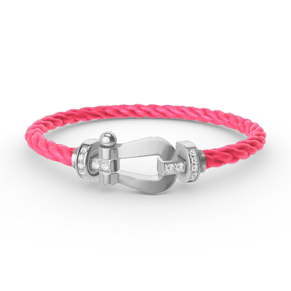 [AM]FORCE LARGE HORSESHOE HALF DIAMOND BRACELET - WHITE GOLD