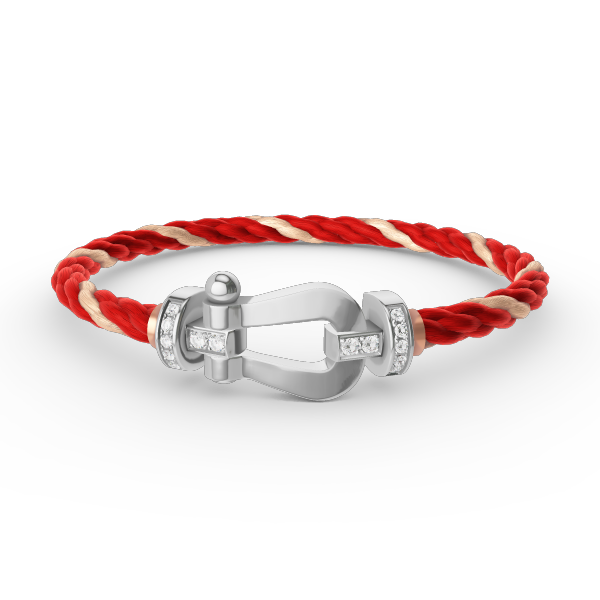 [AM]FORCE LARGE HORSESHOE HALF DIAMOND BRACELET - WHITE GOLD