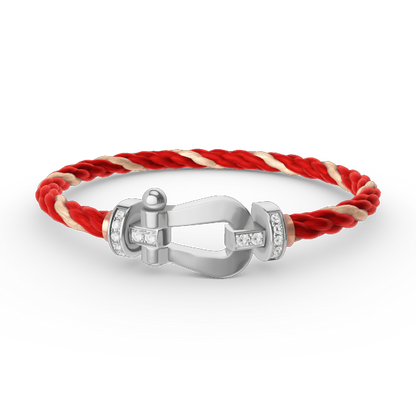 [AM]FORCE LARGE HORSESHOE HALF DIAMOND BRACELET - WHITE GOLD