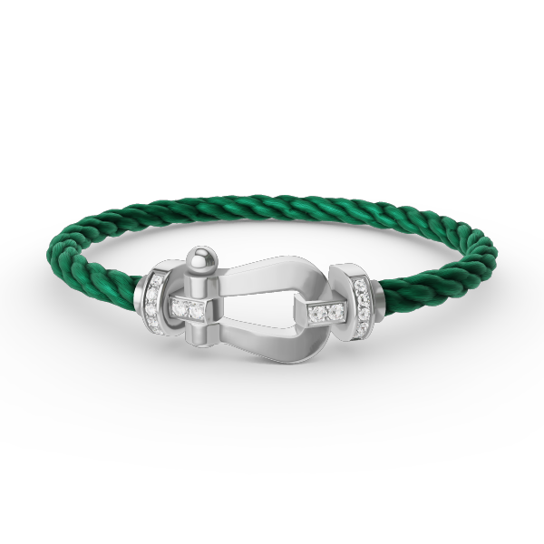 [AM]FORCE LARGE HORSESHOE HALF DIAMOND BRACELET - WHITE GOLD