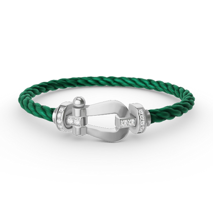 [AM]FORCE LARGE HORSESHOE HALF DIAMOND BRACELET - WHITE GOLD