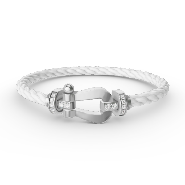 [AM]FORCE LARGE HORSESHOE HALF DIAMOND BRACELET - WHITE GOLD