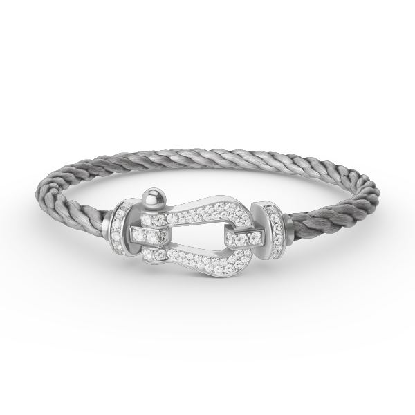 [AM]FORCE LARGE HORSESHOE FULL DIAMOND BRACELET - WHITE GOLD