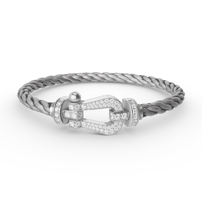 [AM]FORCE LARGE HORSESHOE FULL DIAMOND BRACELET - WHITE GOLD
