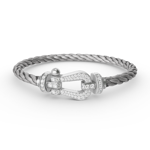 [AM]FORCE LARGE HORSESHOE FULL DIAMOND BRACELET - WHITE GOLD