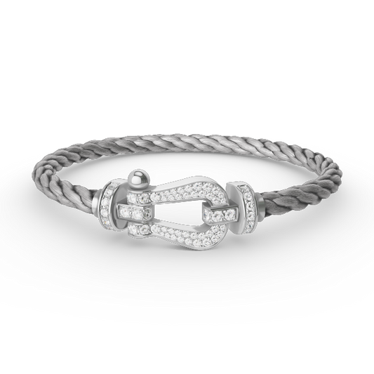[AM]FORCE LARGE HORSESHOE FULL DIAMOND BRACELET - WHITE GOLD