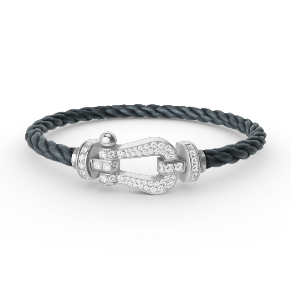 [AM]FORCE LARGE HORSESHOE FULL DIAMOND BRACELET - WHITE GOLD
