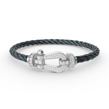 [AM]FORCE LARGE HORSESHOE FULL DIAMOND BRACELET - WHITE GOLD