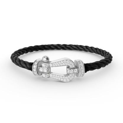 [AM]FORCE LARGE HORSESHOE FULL DIAMOND BRACELET - WHITE GOLD