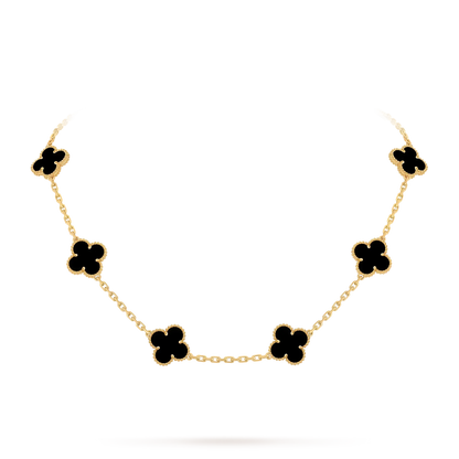 [AM]CLASSIC LUCKY 10-MOTIF CLOVER NECKLACE GOLD COLLECTION